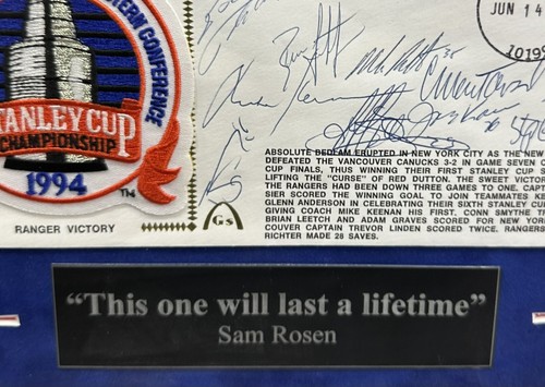 1994 Rangers Signed Suede Framed Envelope Photo SC Patch 10 Auto Leetch Steiner - Picture 6 of 12