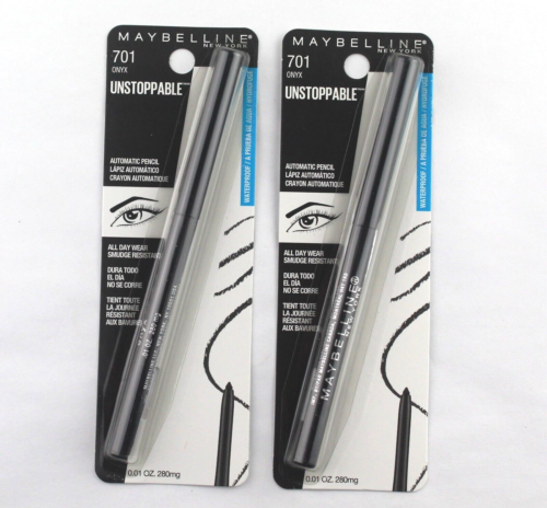 2 Pack Maybelline Unstoppable Automatic Pencil Eyeliner 0.01 Oz Each #701 Onyx