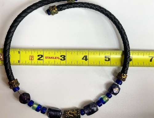 Collar Gargantilla Chico's Esmalte Cuentas Vidrio Negro Azul Ajustable - Imagen 8 de 8