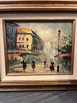 Burnett作 油絵 J Burnett Oil on Canvas Parisian Paintings | eBay