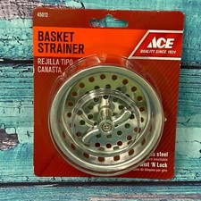 Ace Strainer Basket Twist 'N Lock Kitchen Basket Strainer Chrome Stainless, NEW