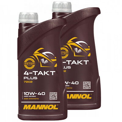 2x 1Liter MANNOL 4-Takt Plus API SL SAE 10W-40 teilsynthetisch Motorrad ÖL Motor