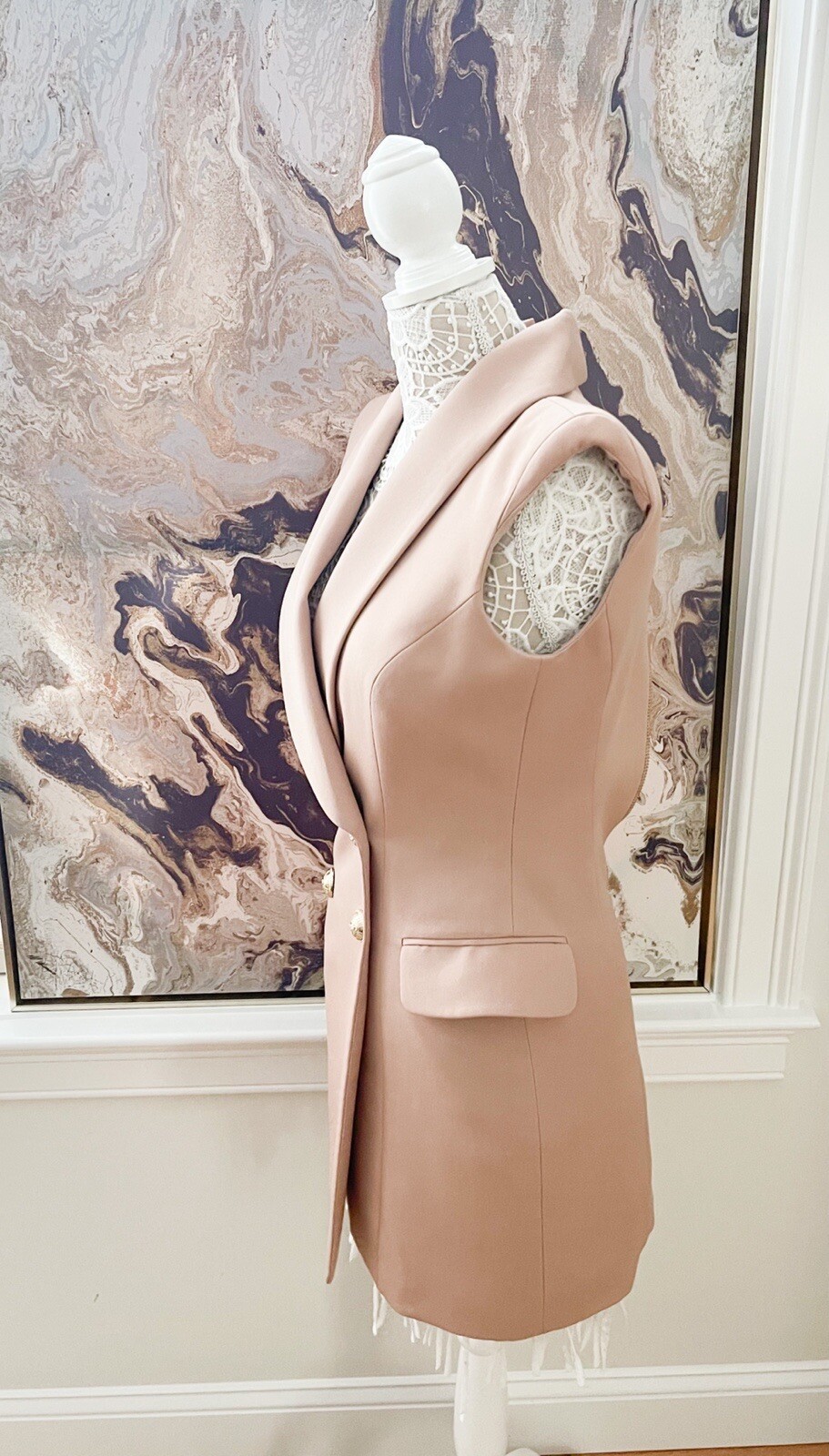 Balmain Double Breasted Gold Button Sleeveless Dr… - image 7