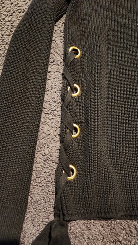 Michael Kors Black Sweater with Ties on Both Sides Size Small - Picture 5 of 10