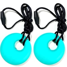 Lil Jumbl BPA-Free Baby Teether Pendant Necklace PT001 Turquoise LOT OF 2