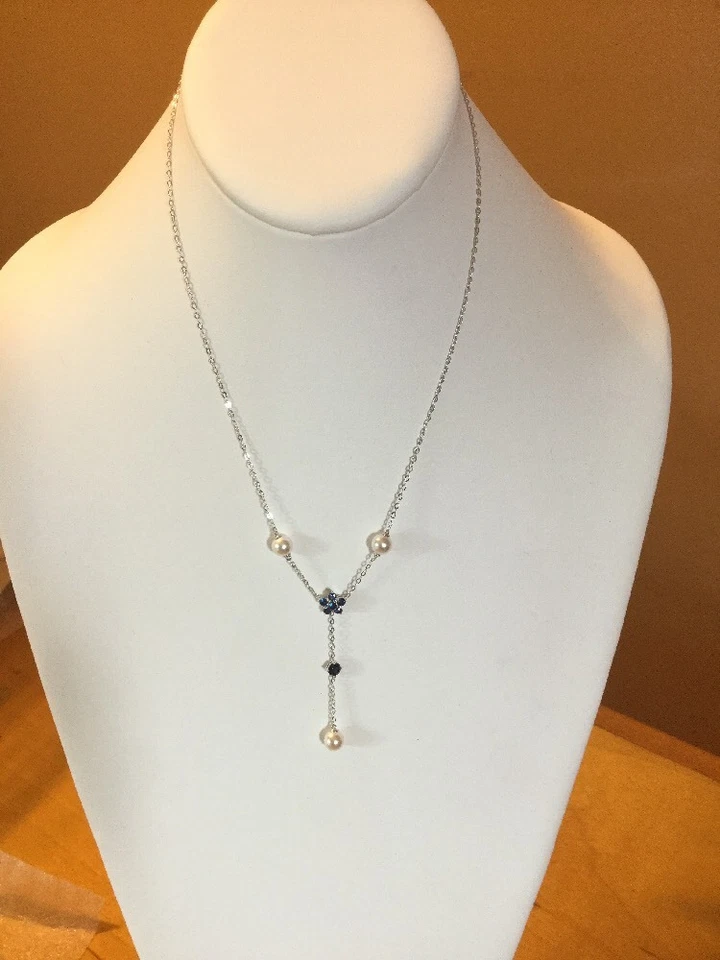 Eliot Danori Silver-Tone Imitation Pearl/Crystal Lariat Necklace #49 - Image 4 of 4