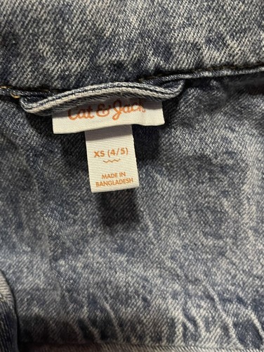 Cat & Jack Girls "Love Always" Denim Jacket Cotton Blue Size XSmall (4/5) - Picture 5 of 6