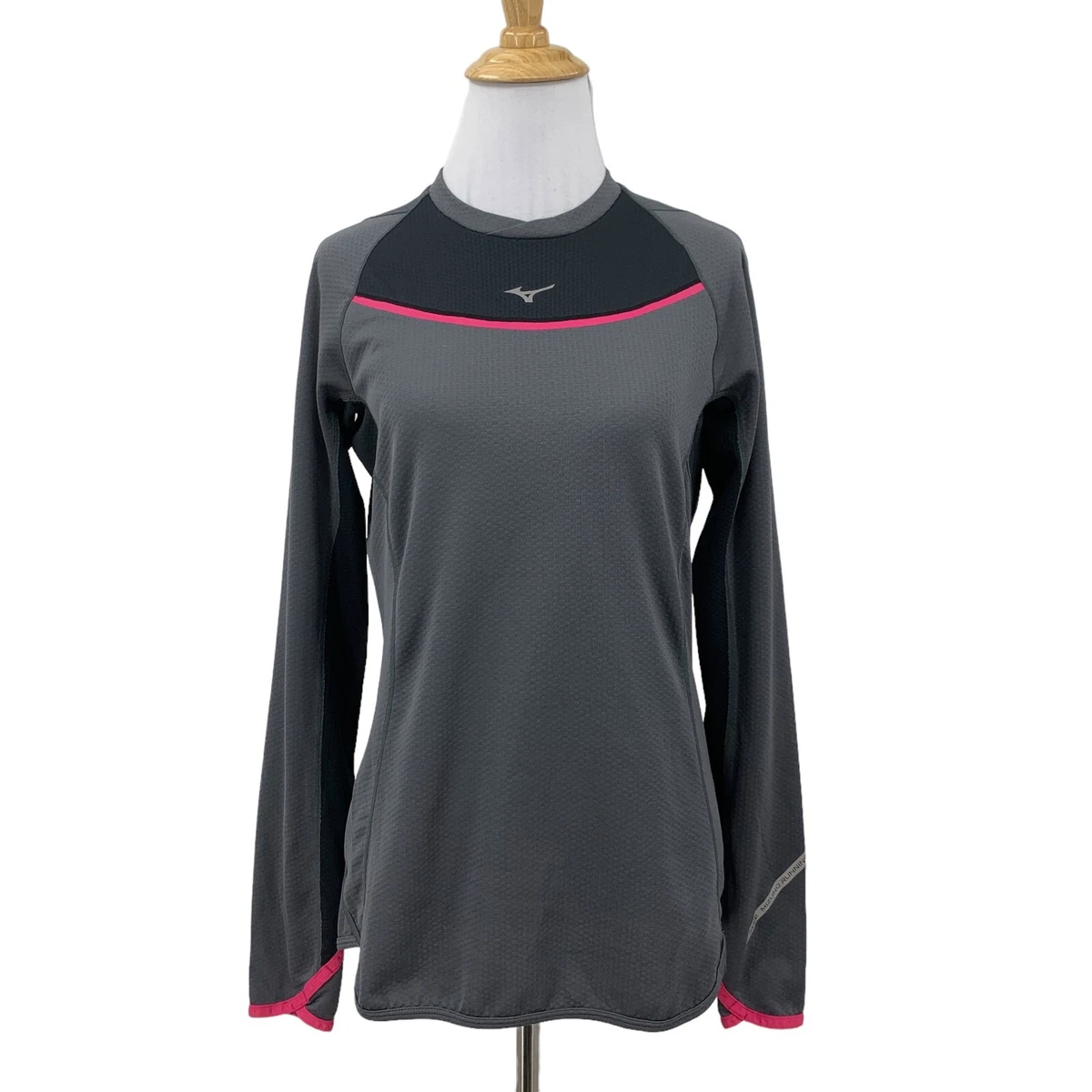 Mizuno Running Shirt Women M Medium Japan Engineered Thermo Crew Neck Thumbholes