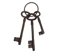 Deko-SchlüSsel Bund Mit 3 SchlüSseln Nostalgie Gusseisen Antik-Braun 16Cm