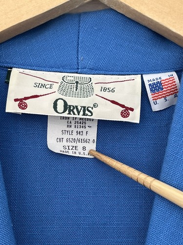 Vintage Orvis Womens Size 8 Dress Short Sleeve Button Front Blue Collar A- Line - Picture 4 of 15