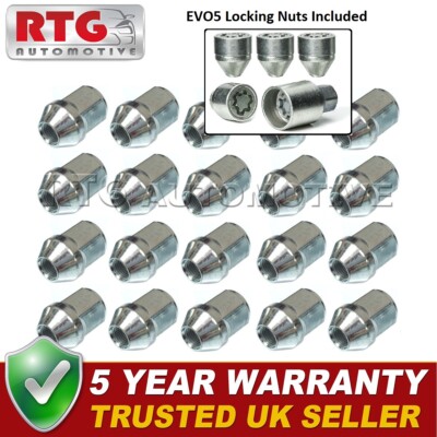 20x Nuts + 4x EVO5 Locking Nuts For Ssangyong Musso 1995-2003 (Alloy Wheels)