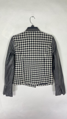 A New Approach a.n.a Womens Cropped Jacket Faux Leather Wool Black White Sz M. - Picture 8 of 16