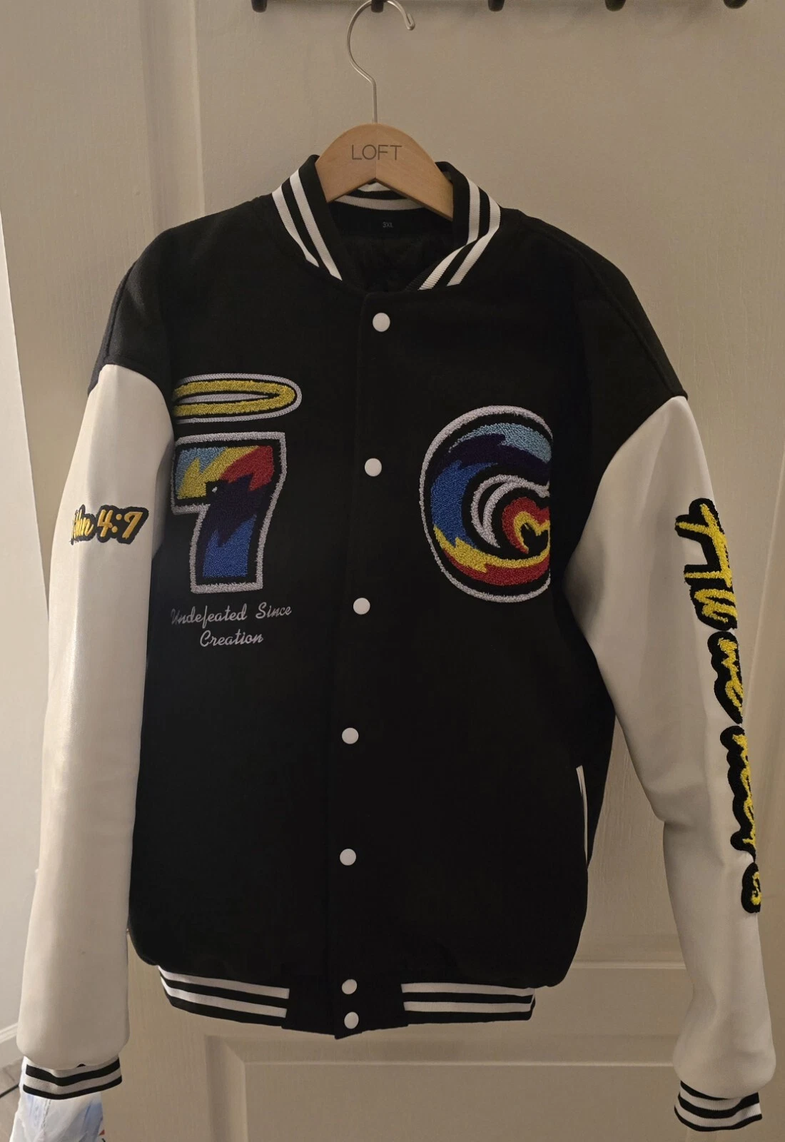 Veste universitaire Gods Love noir et blanc / Qualité suprême 3XL Godspeed