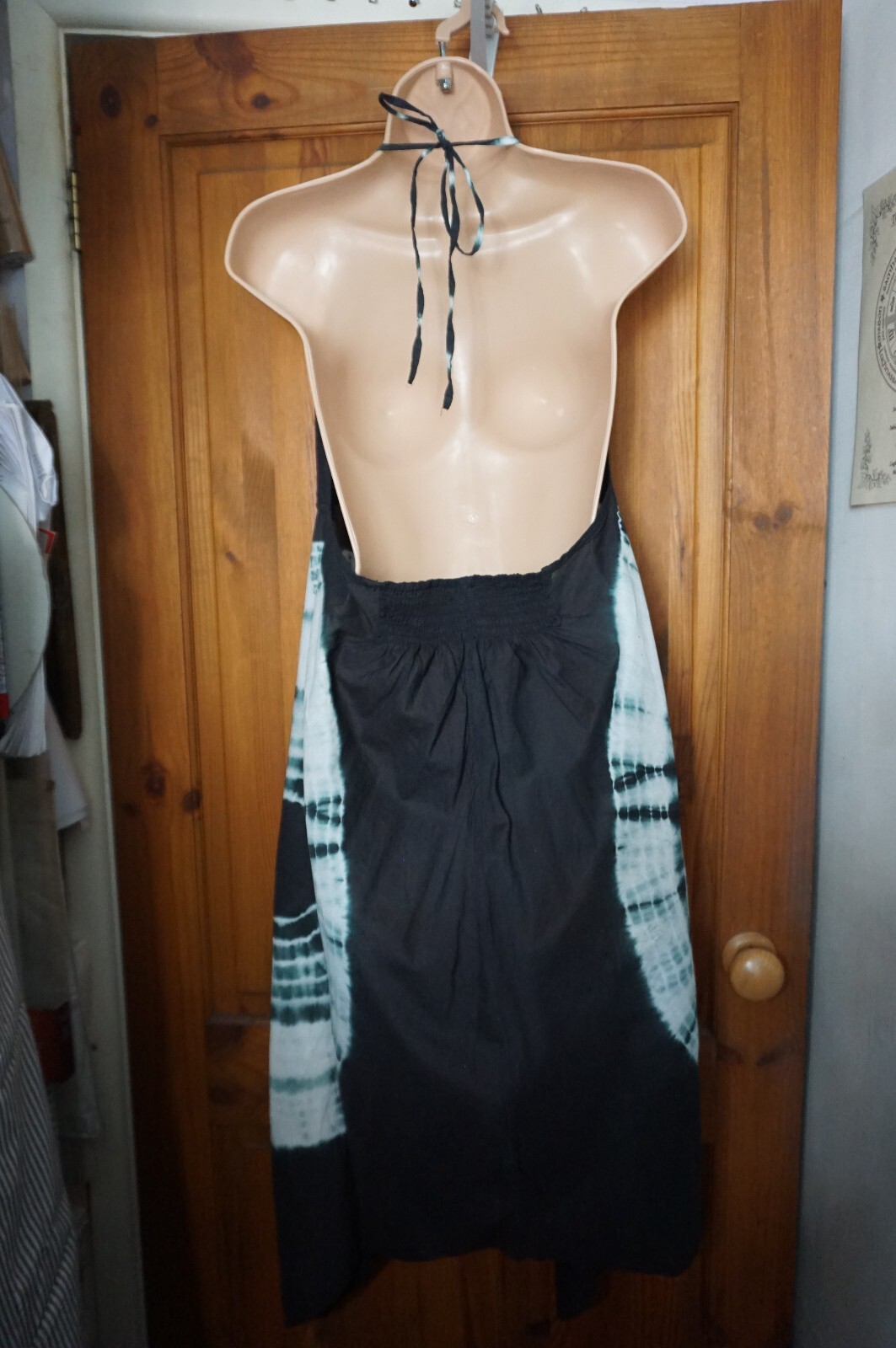 100%Cotton black greeny blue tie dye ethnic hippie boho festival halter dress 18 image 6