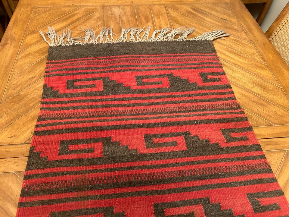 Lovely Red & Green Rug/Wall HangingHand Woven by Oaxaca Mexico Zapotec