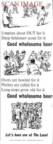 1954 Brewers' Society Good Wholesome Beer ADVERT Original CRICKET Print AD 715KL - Afbeelding 1 van 1