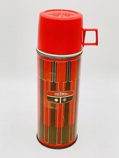1971 Thermos Red Brown Design Original Lable King Seeley Bottle Prop Gift Retro