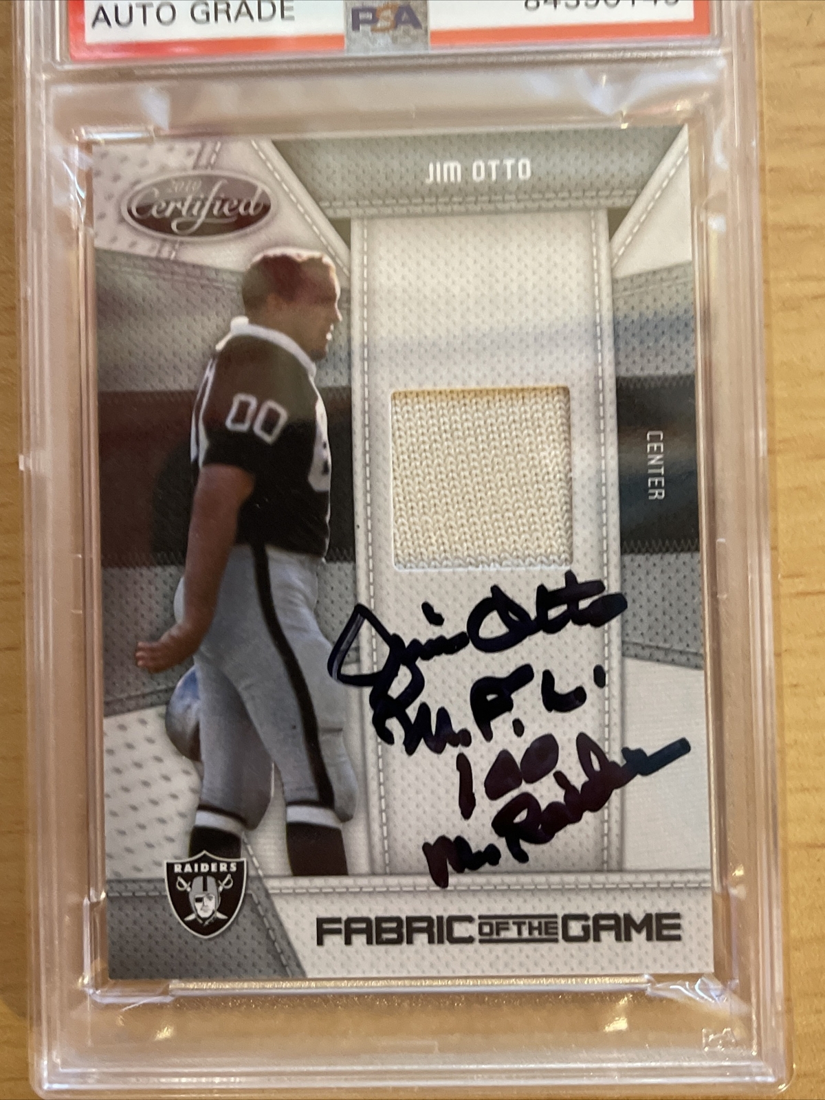 JIM OTTO SIGNED PANINI GAME WORN PATCH CARD NFL100 MRRAIDER 98/250PSA/DNA MINT 9 view 4
