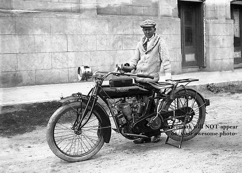1900s Vintage Indian Motorcycle PHOTO Early Bike & Rider Cool Pic