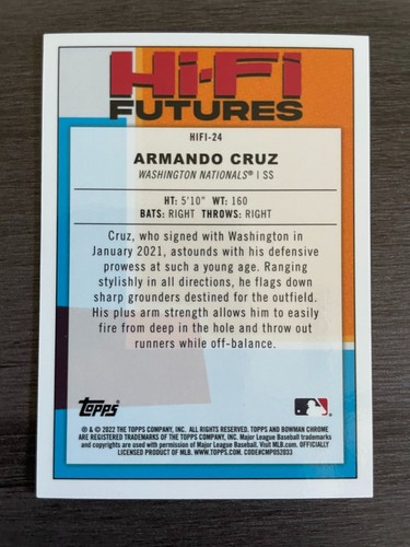 2022 Bowman Chrome Armando Cruz MegaBox Hi-Fi Blue Mojo Refractor serial /150 - Picture 2 of 2