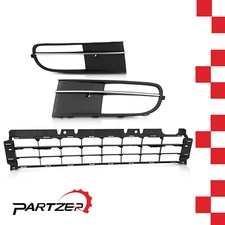 Front Bumper Lower Grill with Fog Lamp Cover Bezel Fit for VW Beetle 2012-2016