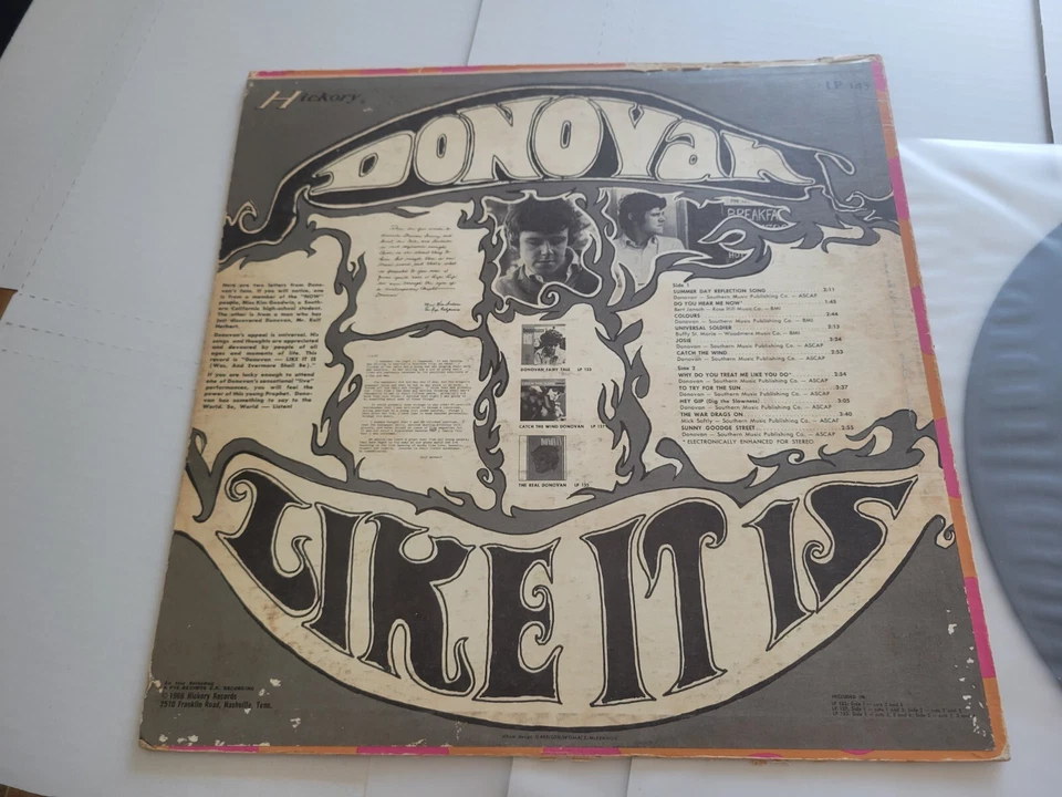 DONOVAN - Like It Is (Was, And Evermore Shall Be) 1968 FOLK ROCK Hickory Comp LP - Image 3 of 4