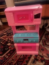 Vintage 1970s Barbie Doll Kitchen Pink Stove Range Oven microwave