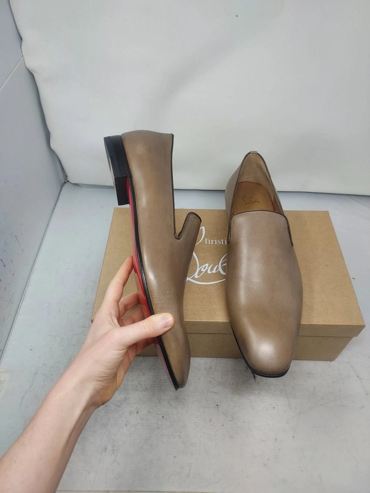 Christian Louboutin — Christian Louboutin EU 47 US 14 NEW MENS Dandelion Leather Brown Roca Loafer