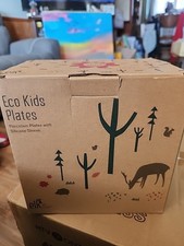 4 Elk And Friends Eco Kids 7.8 Porcelain Plates/Silicone Sleeves Toddler Pastel