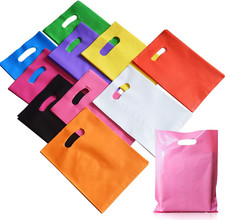 100 Pack Plastic Party Favor Gift Bags 6x8 Inch Handles Bulk Kids Birthday Treat