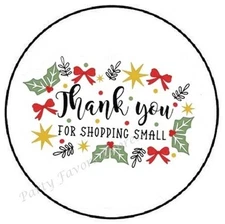 THANK YOU FOR SHOPPING SMALL CHRISTMAS ENVELOPE SEALS LABELS STICKERS FAVORS