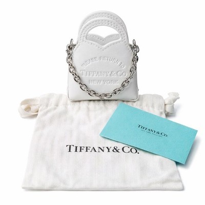 Tiffany & Co Return To NY Mini Bag Charm White Leather Italy w