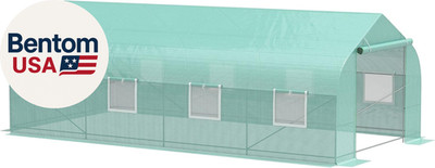 20' X 10' X 7' Outdoor Walk-In Greenhouse, Tunnel Green House with Roll-Up Windo
