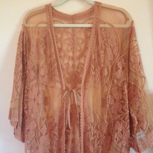LOT 2 Crochet Cotton Blend Lacy Romantic Robe Dusters LARGE One Size Embroidered - Picture 4 of 23