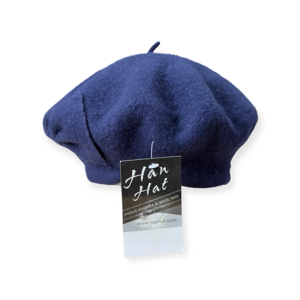 Винтажный шерстяная смесь берет с бантом темно-синий новый штапель невежественный 90-х город Париж y2k - Изображение 2 из 4