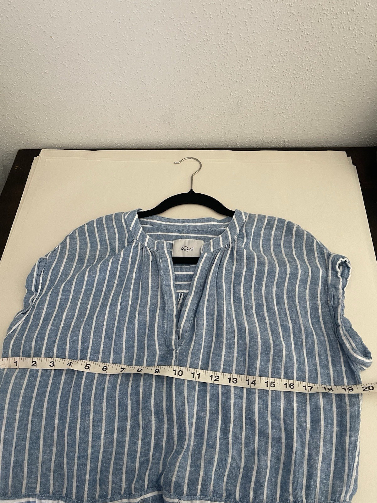 Rails Emma St. Germain Stripe Mini Dress Size S Blue V-Neck Linen Beachy Boho image 8
