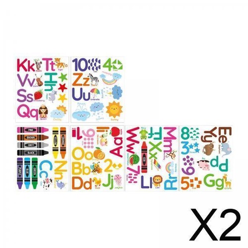 2x Educational Wall Stickers Alphabet Animals Stickers for Kids Home ...
