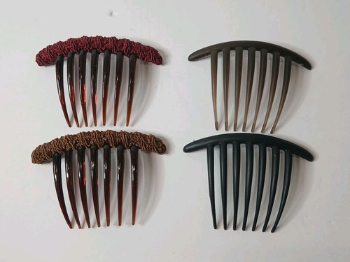 Lot of Two Pair Vintage Hair Combs Tortoise / Smoke  - Picture 1 of 2