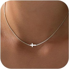 Cross Necklace for Women Trendy 14K Dainty Gold Silver Plated Cross Pendant Neck