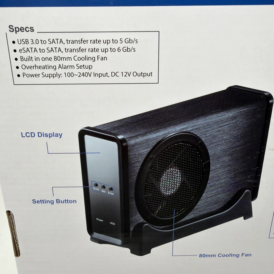 Rosewill RX304-APU3-35B USB  3.0 3.5" Aluminum SATA Enclosure New Open Box - Image 3 of 4