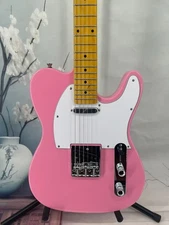 Custom TL pink electric guitar maple fingerboard mahogany body chrome hardware