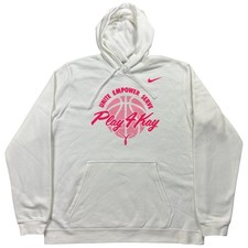 Nike Kay Yow Breast Cancer Mens XL PLAY4KAY Team Issued Hoodie White Pink NEW
