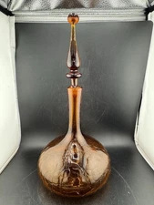 BLENKO 6516 Genie Bottle Decanter  Honey?    CRACKLE J. Myers W/Stopper 1965