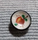 Vintage Antique Glass Picture Button APPLE   4-Way Shank