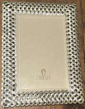 NEW L’Objet Woven Braid Platinum Silver 4x6 Photo Picture Frame 5.75”W 7.75”T