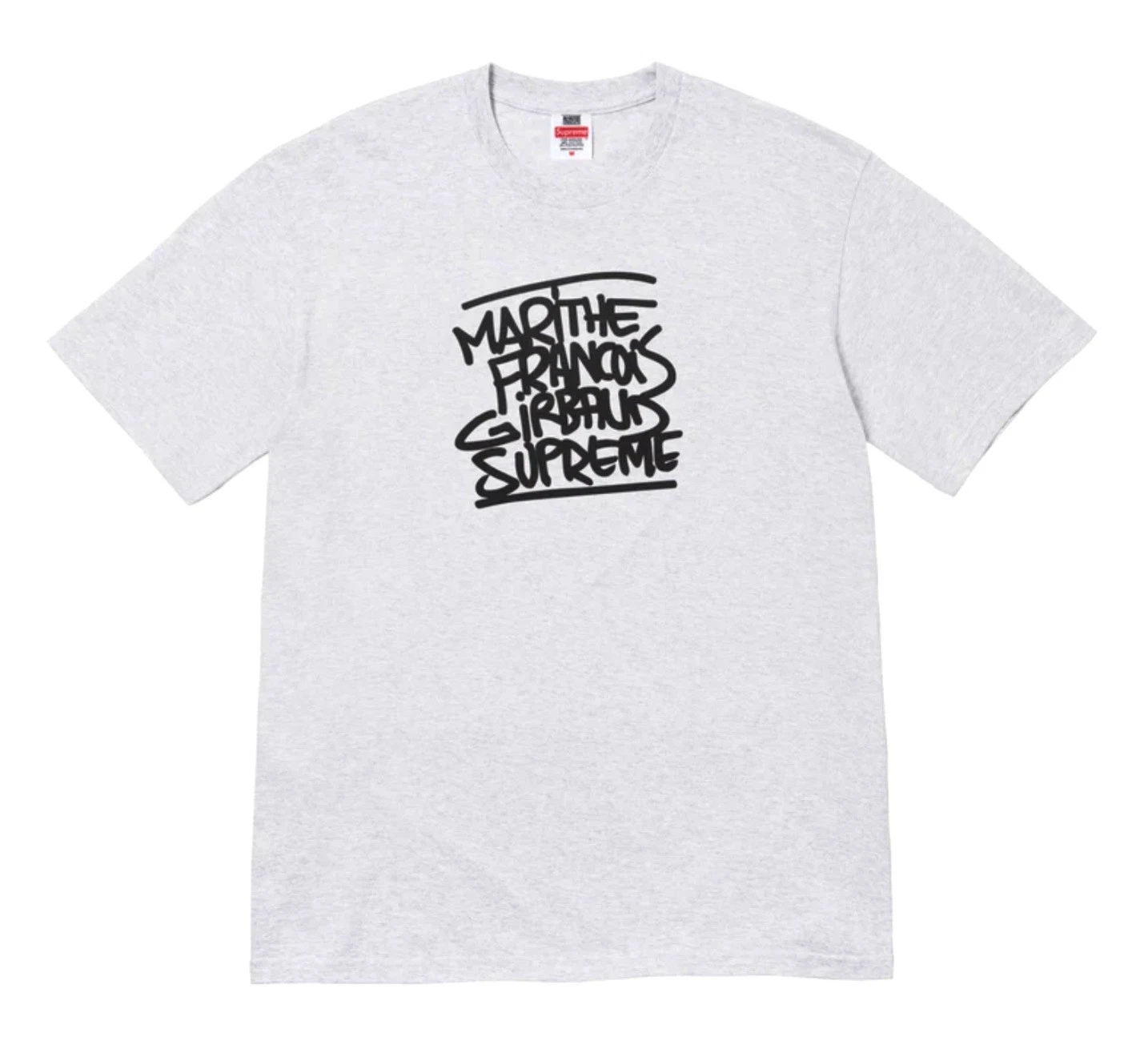 SUPREME SS25 MARITHÉ + FRANÇOIS GIRBAUD T SHIRT TAILLE MEDIUM. (GRIS CENDRES)