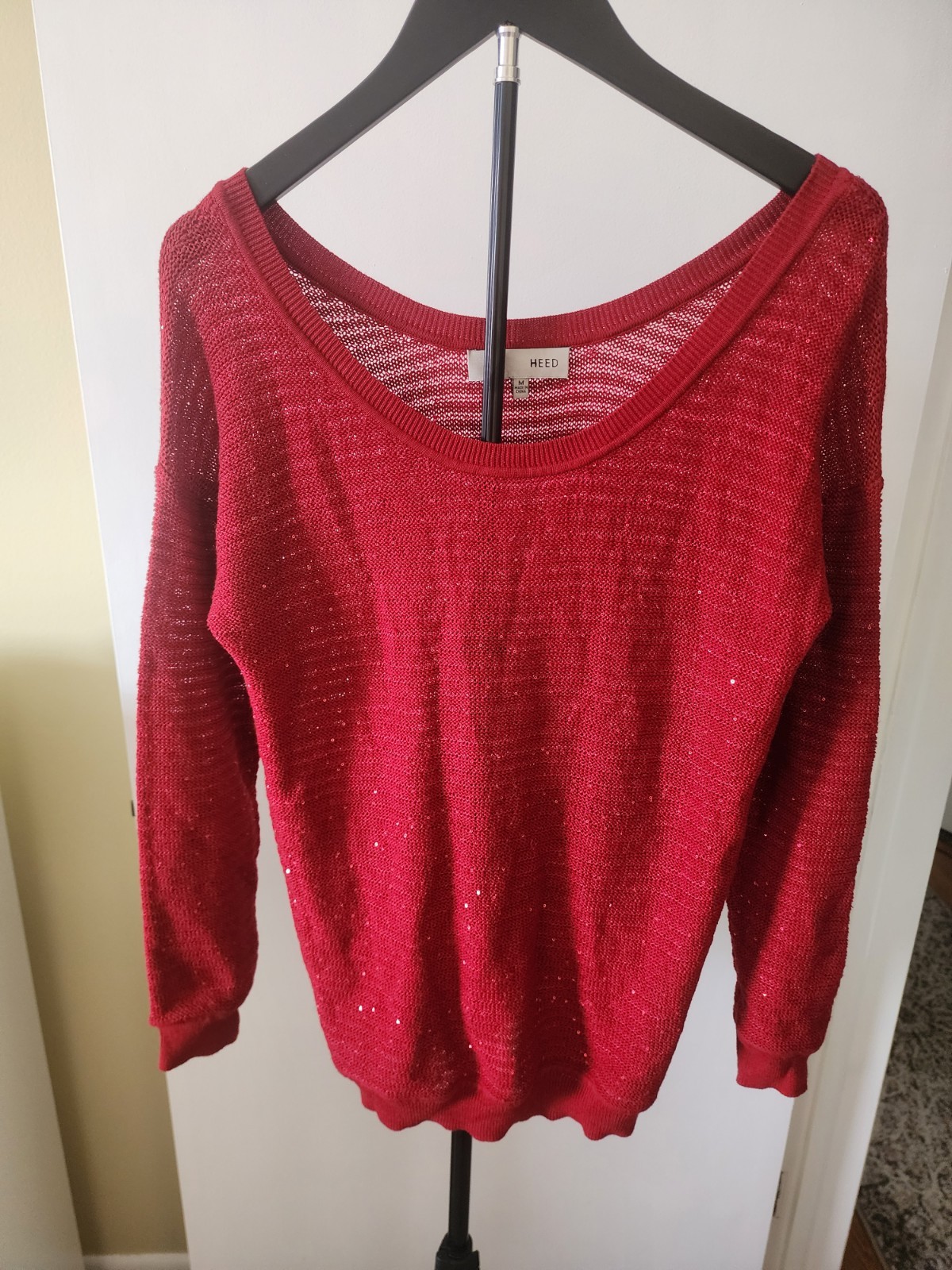 Heed Women's Red Sequin Pullover Sweater Size M - image 1