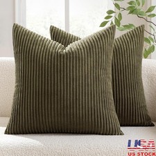 Striped Pillow Covers Soft Polyester Invisible Zipper Cushions Sofa Couch New