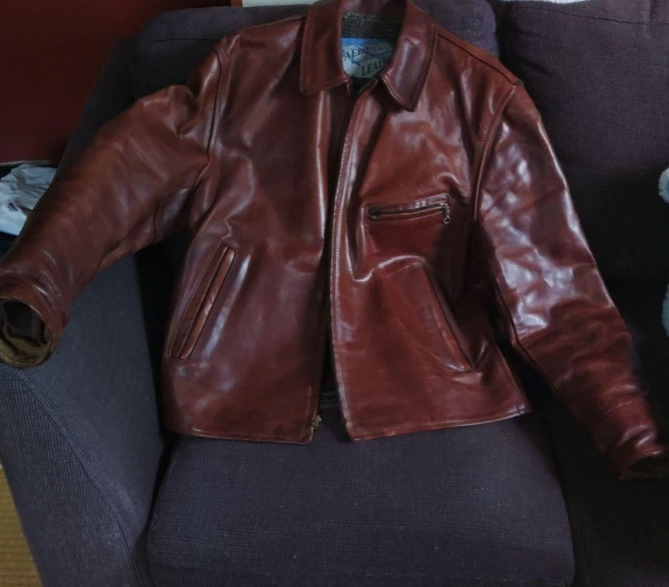 Chaqueta Aero Cuero Individual Jinete Piel de Caballo Cuero Marrón L Talla 40U Para Hombres Foto 3 de 4