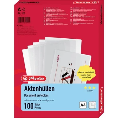Herlitz Pochette transparente 10843746 DIN A4 PP 0.11 mm transparent 10843746 - Photo 1/2